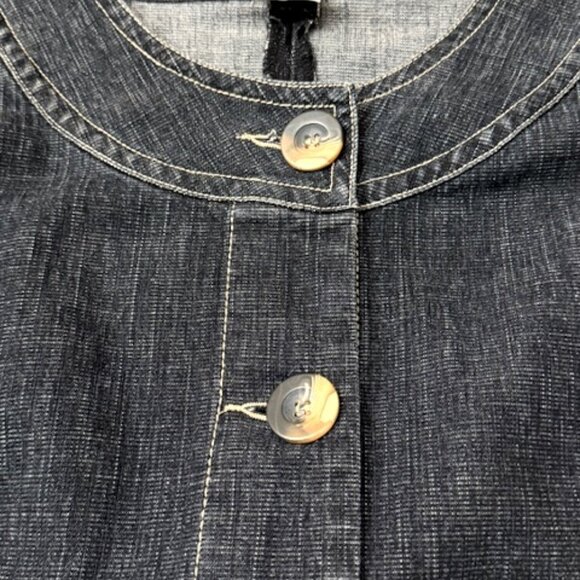 Live a Little Denim Jacket Tunic Dress Belted Back 3/4 Bell Sleeves Size L - Picture 2 of 5